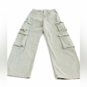 YMI High Rise All Day Cargo Wide Leg Pants Sage Green